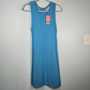 NWT Lilly Pulitzer Elise Sweater Shift Dress Ariel‎ Blue Teal Women’s Size Large